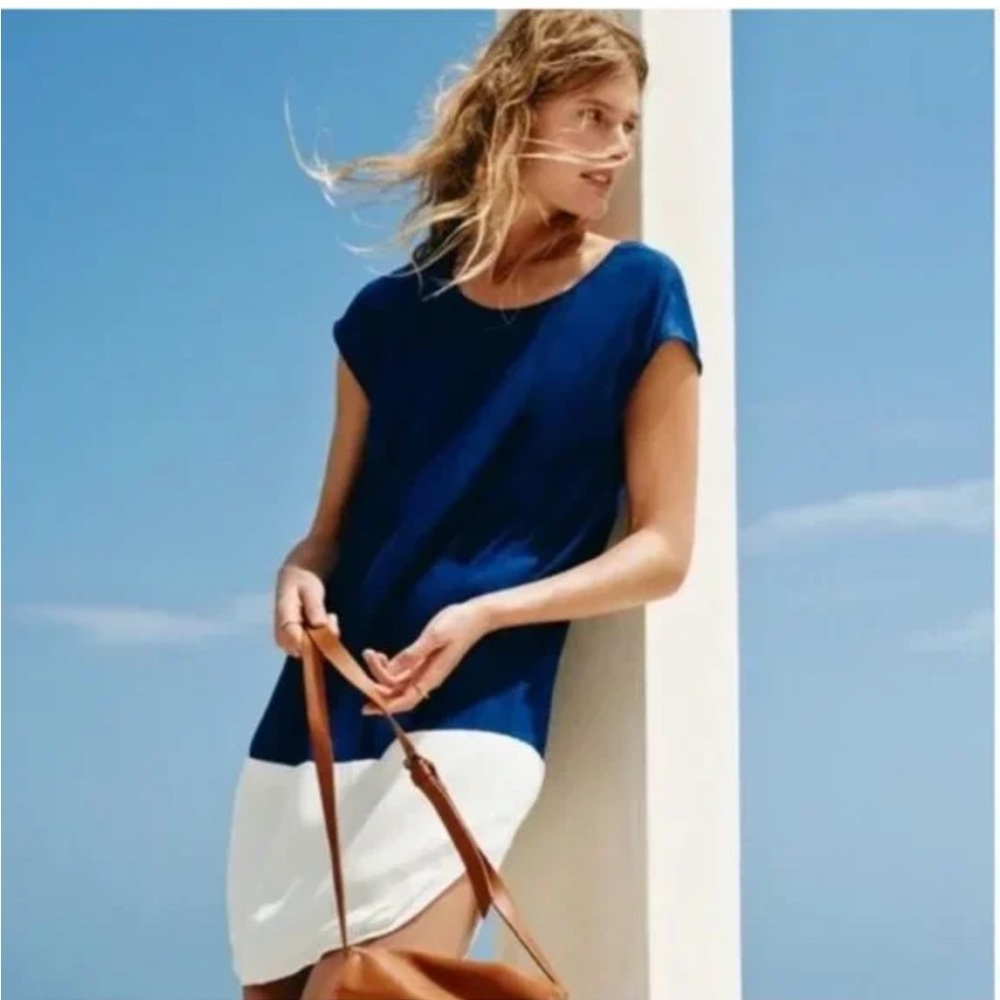 Madewell color block tunic dress blue and white size XS EUC